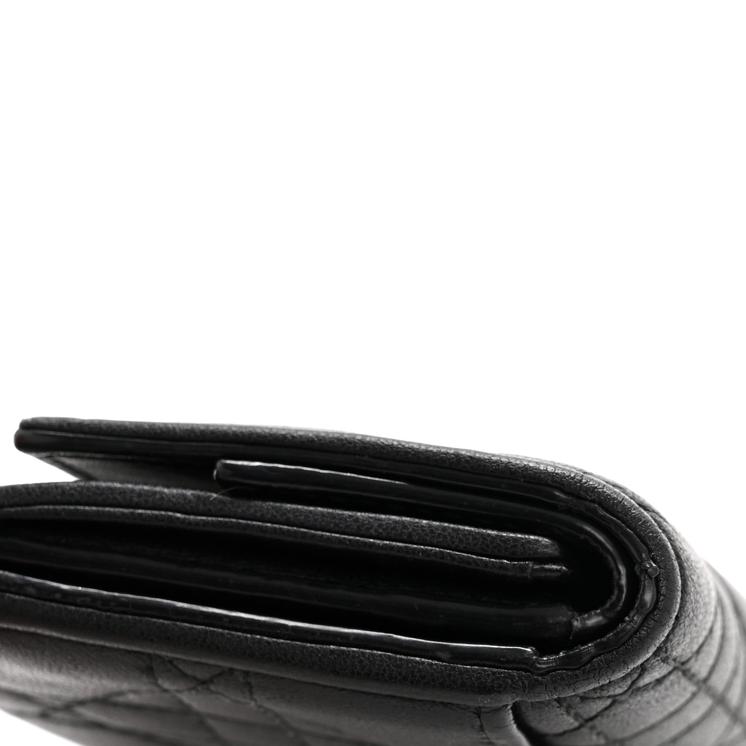 Christian Dior Lambskin Cannage Lady Dior Lotus Wallet Black