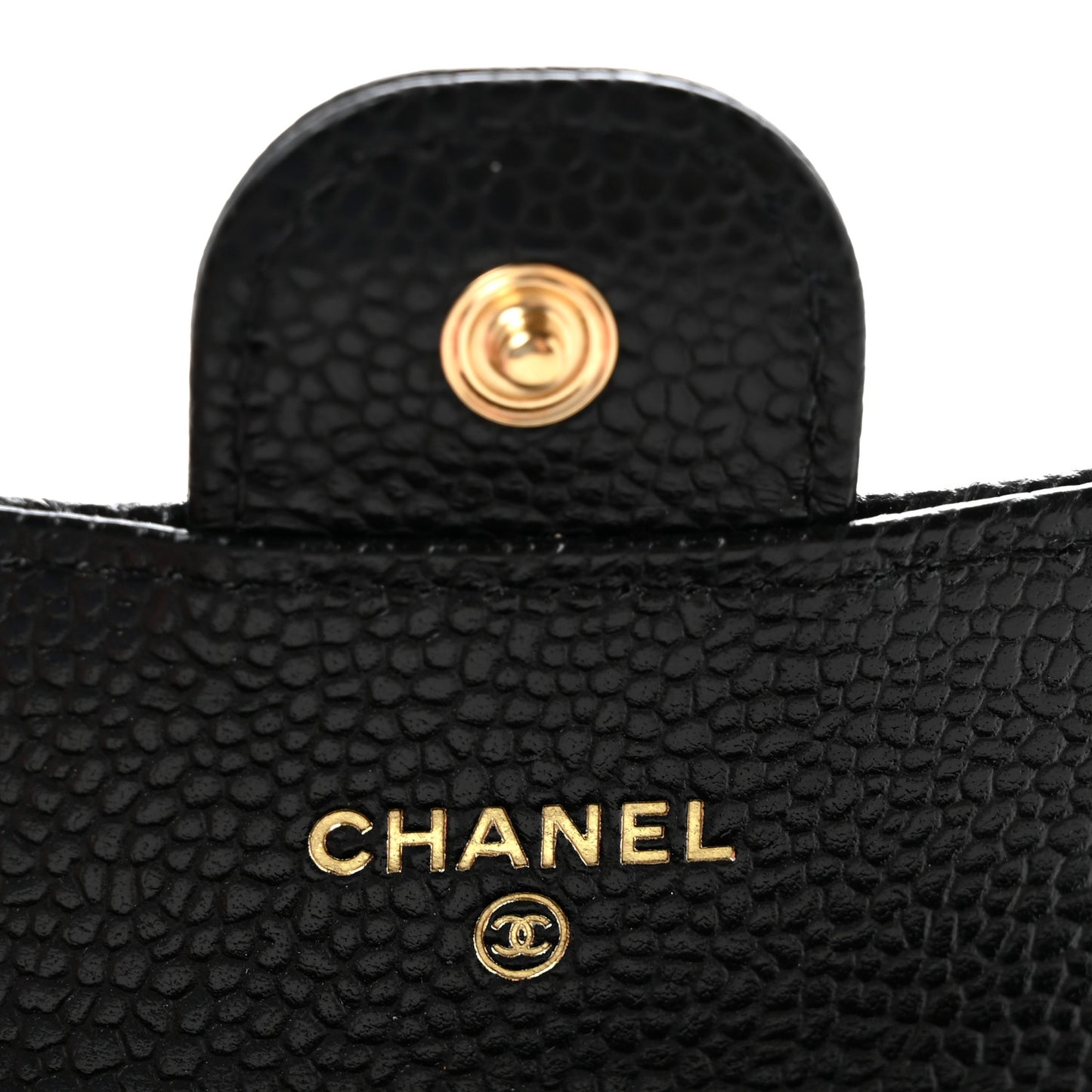 Caviar Quilted Flap Card Holder Wallet Black