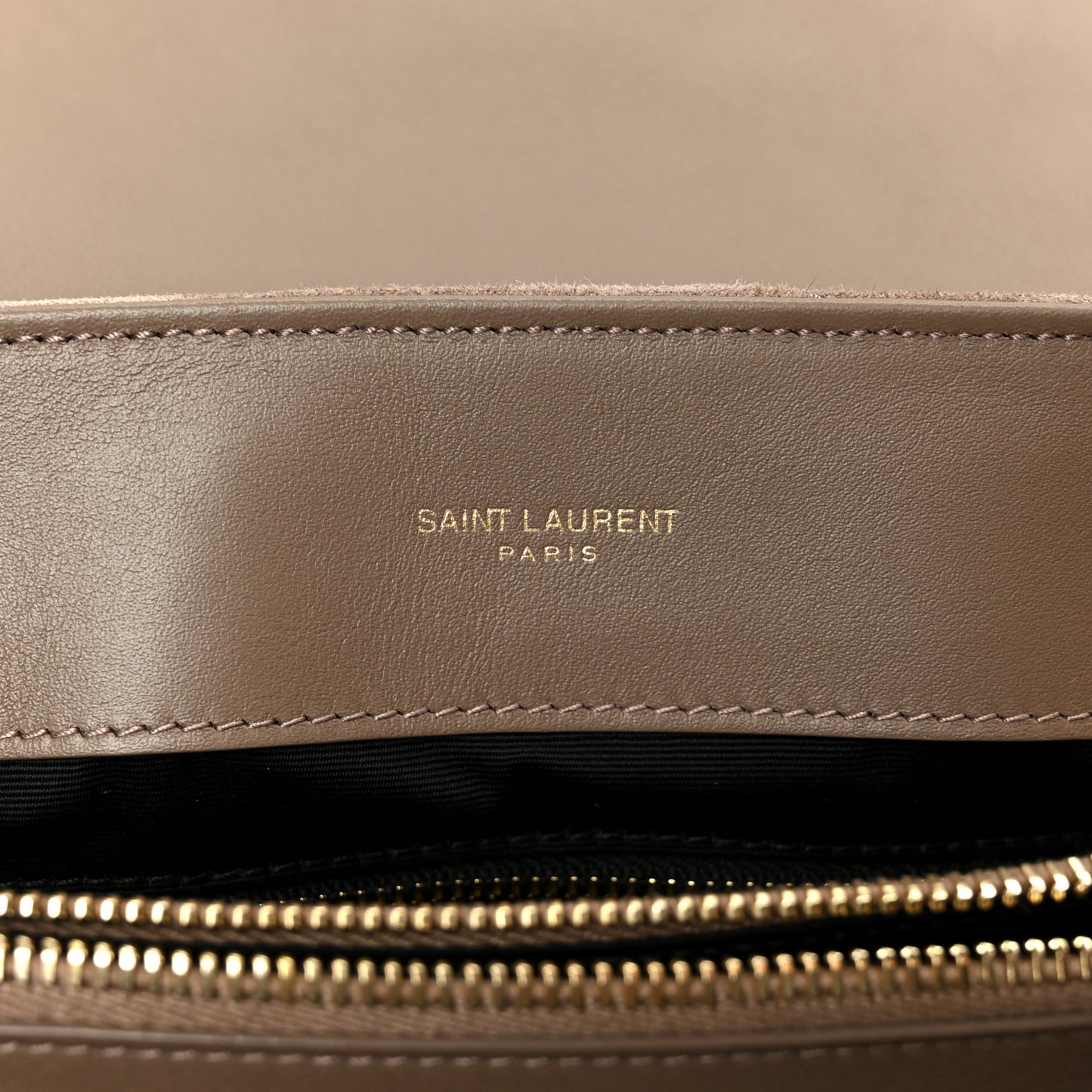 Suede Y Quilted Monogram Medium Loulou Chain Satchel Taupe