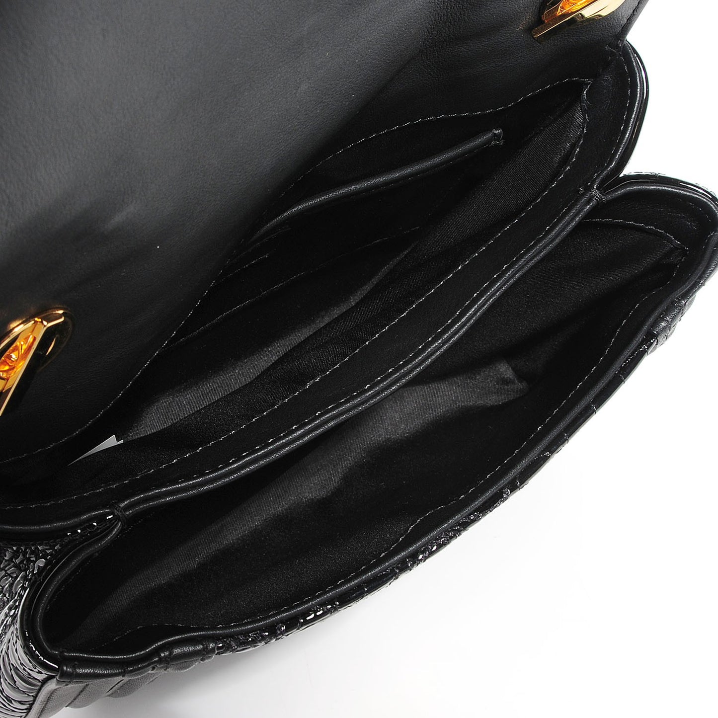 Patent Micro Vanitas Shoulder Bag Black