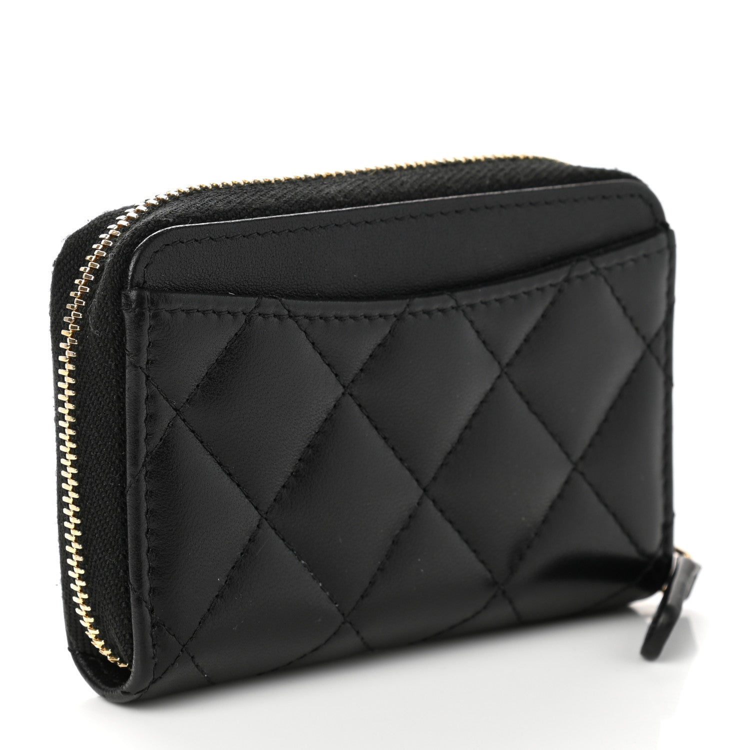 Chanel Lambskin Quilted Zip Coin Purse Black 2 of 8