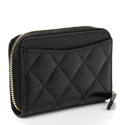 Chanel Lambskin Quilted Zip Coin Purse Black 2 of 8