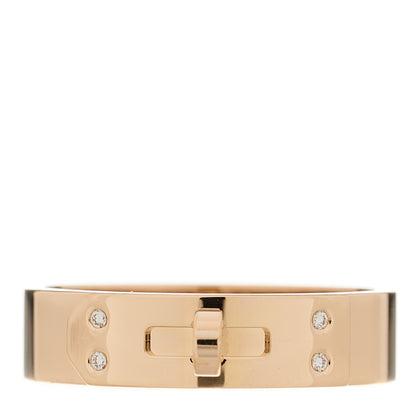 Hermes 18K Rose Gold Diamond PM Kelly Ring 55 7.25 1 of 4