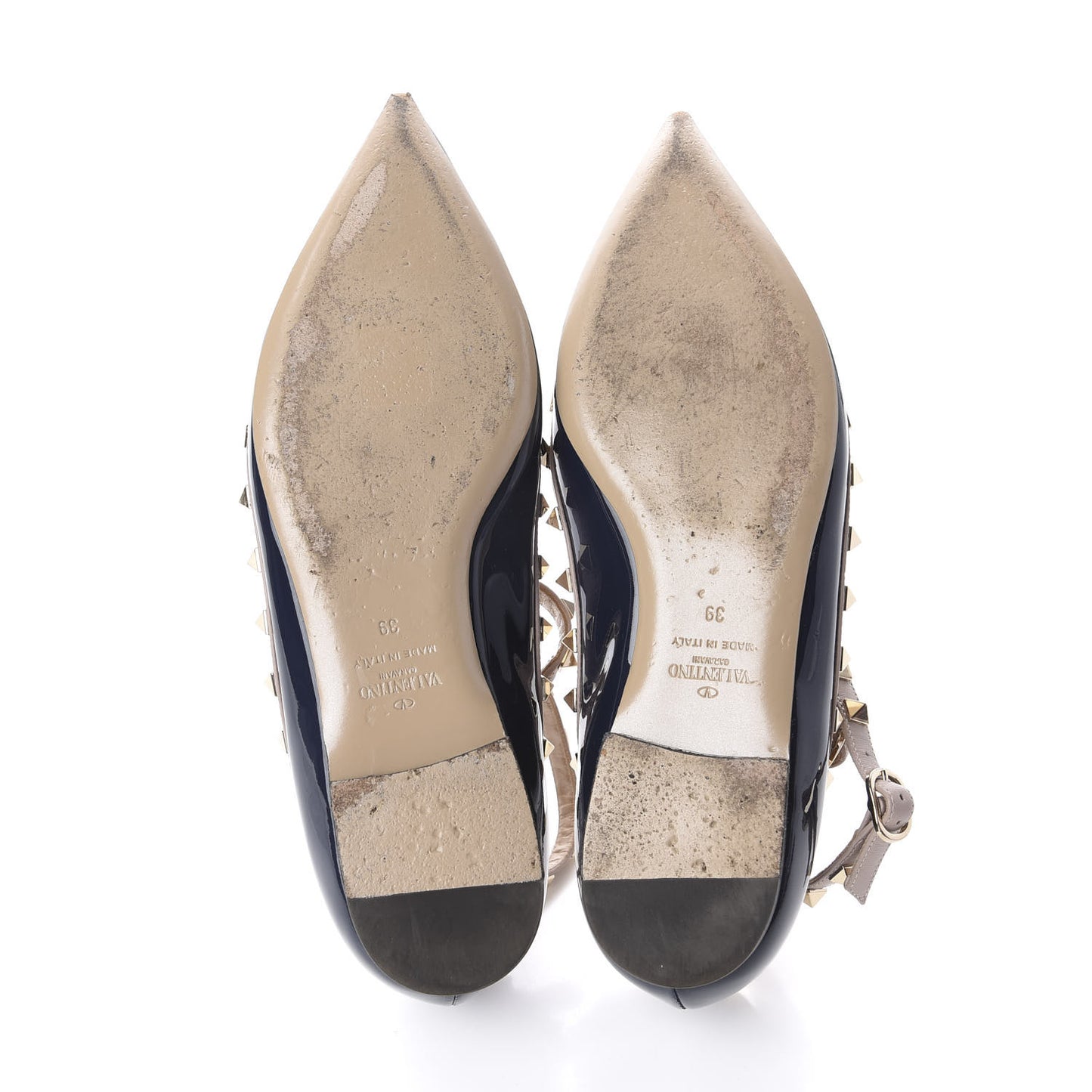 Patent Rockstud Cage Ballerina Flats 39 Indigo Poudre