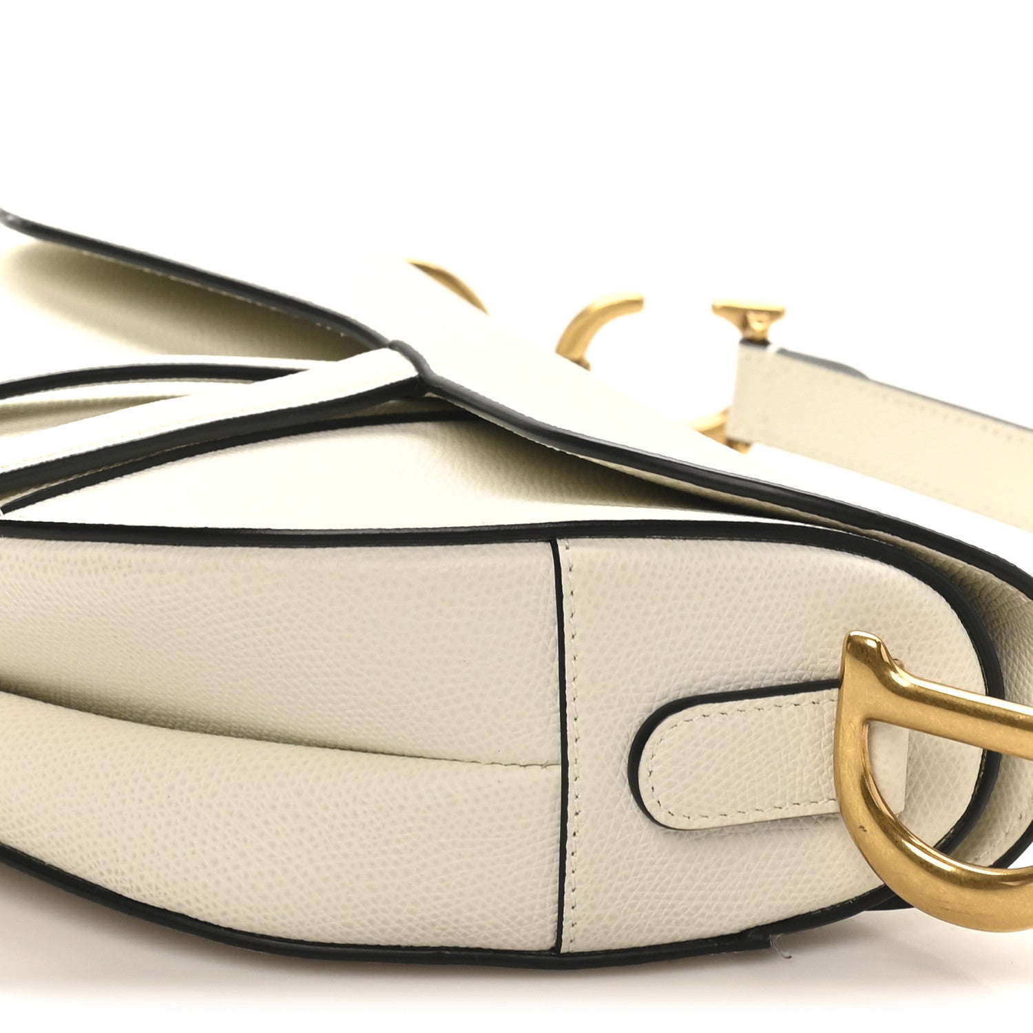 Christian Dior Grained Calfskin Saddle Bag White 10 of 10