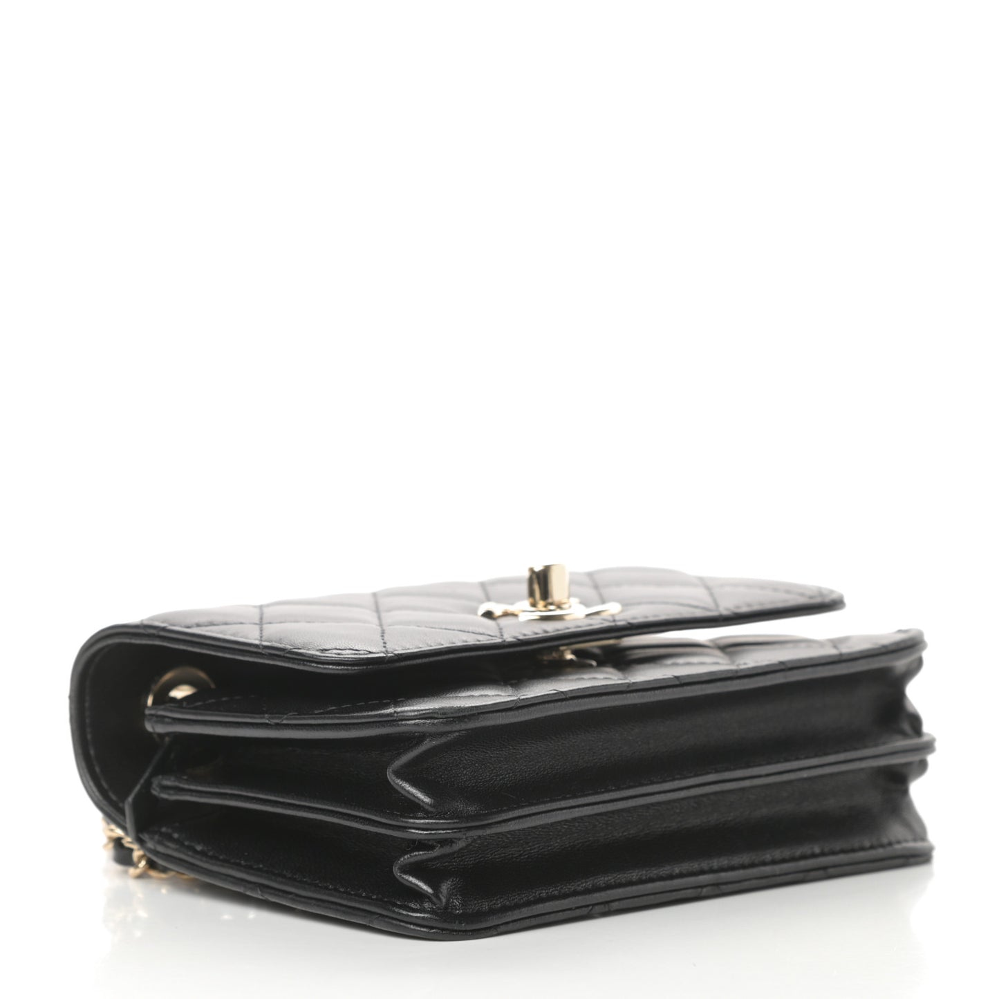 Lambskin Quilted Mini Trendy CC Wallet On Chain WOC Black