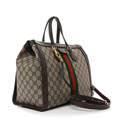 Gucci GG Supreme Monogram Web Medium Ophidia Tote Bag Brown 3 of 10
