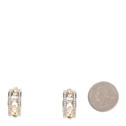 Chanel Metal Crystal Bow-tiful CC Hoop Earrings Gold 2 of 4