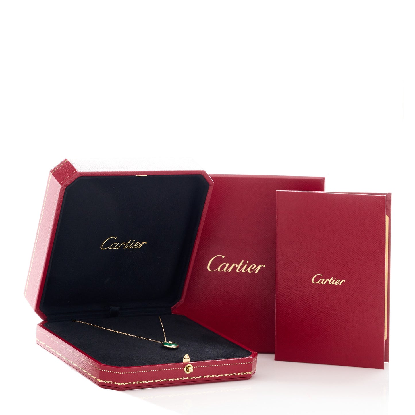 18K Pink Gold Diamond Malachite XS Amulette de Cartier Pendant Necklace