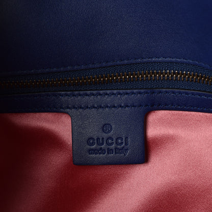 Gucci Velvet Matelasse Deer Embroidered Small GG Marmont Shoulder Bag Cobalt 6 of 9