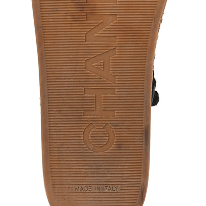 Chanel Cord Lambskin Quilted Logo Sandals 39 Black 8 of 12