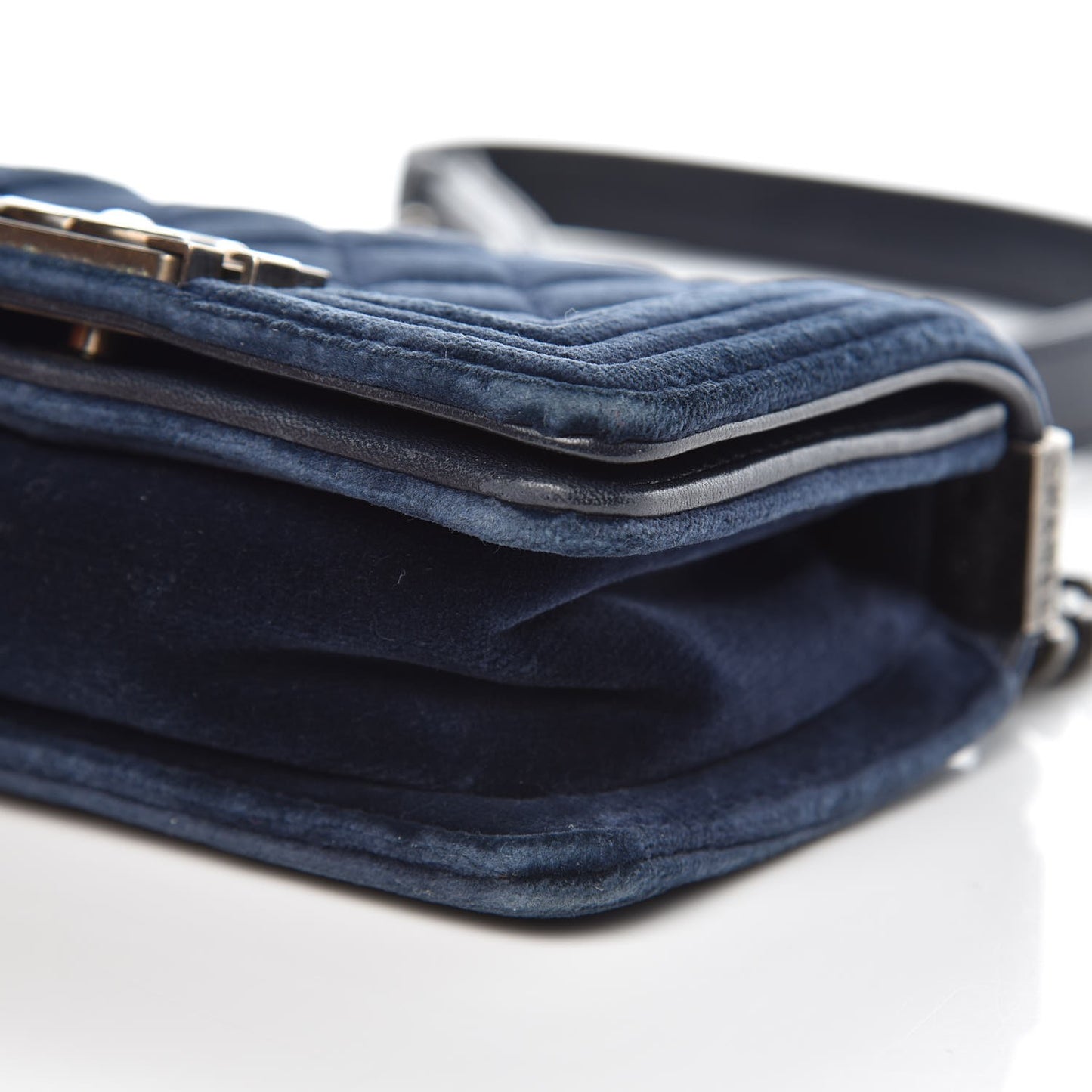 Velvet Quilted Mini Boy Flap Navy