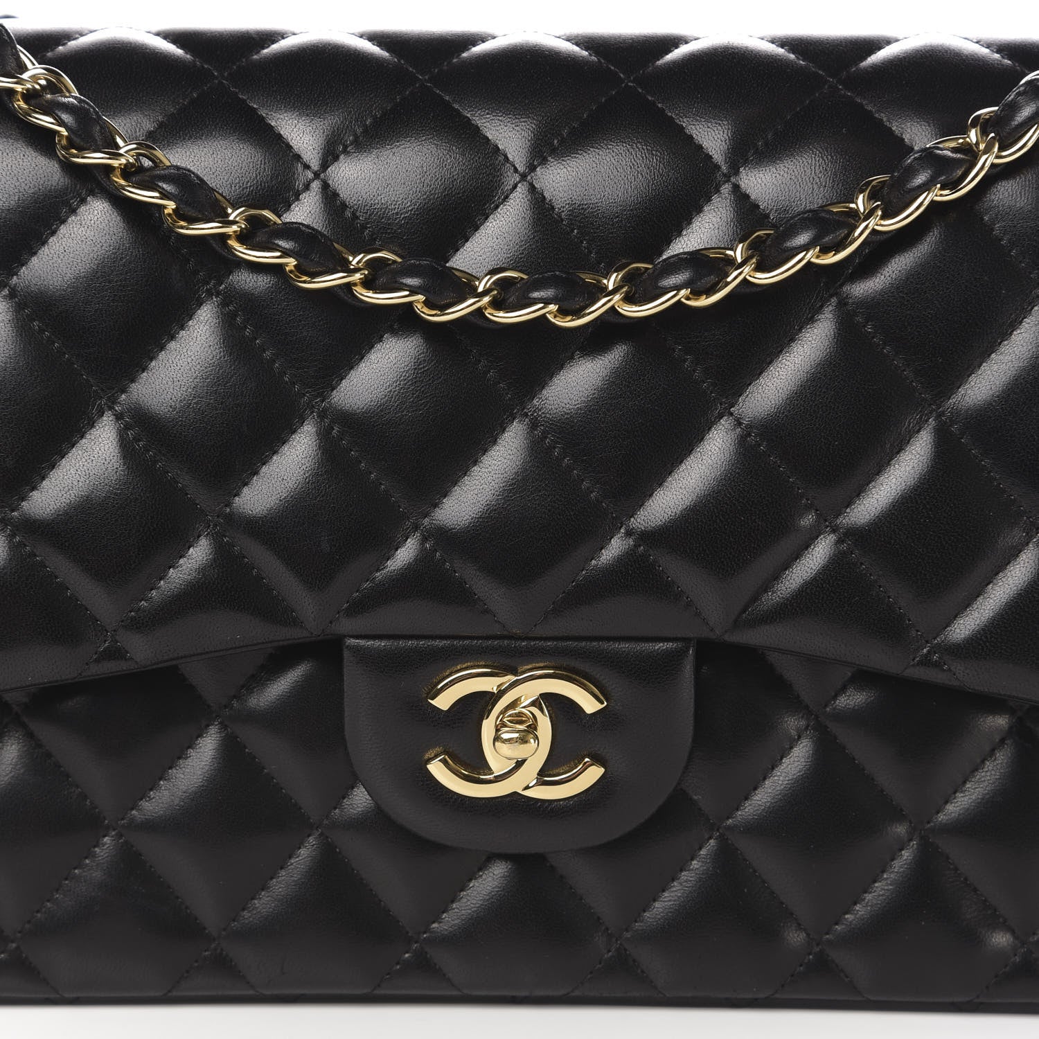 Chanel Lambskin Quilted Jumbo Double Flap Black 14 of 14