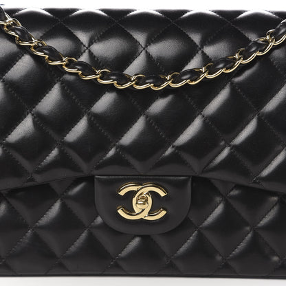 Chanel Lambskin Quilted Jumbo Double Flap Black 14 of 14