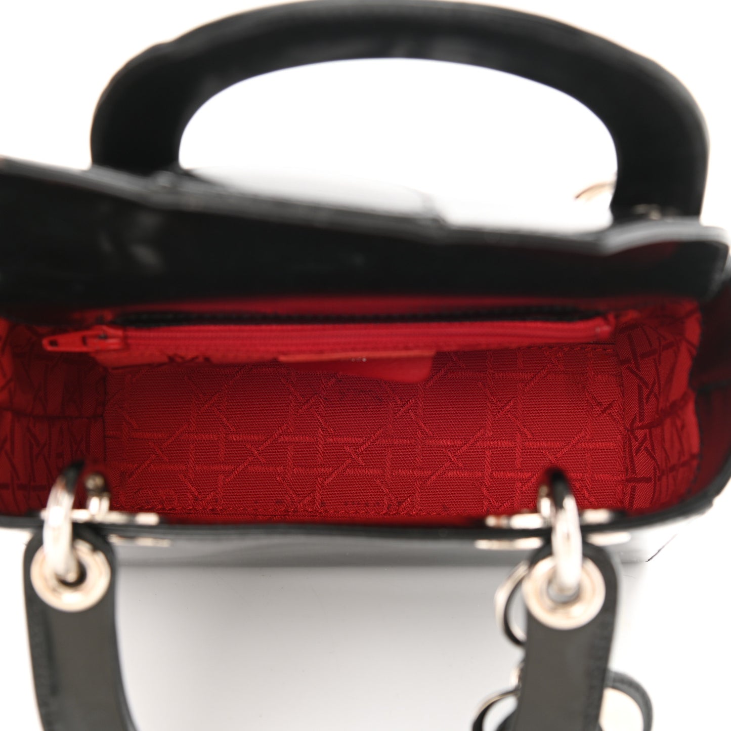 Glazed Calfskin Mini Lady Dior Black