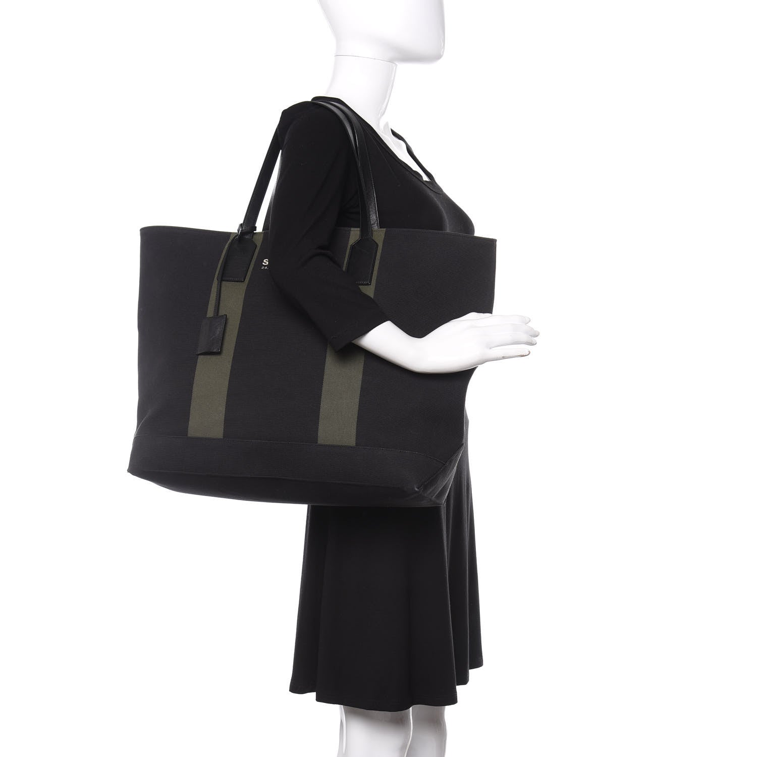 Saint Laurent Canvas Beach Shopping East West Tote Black 2 of 15