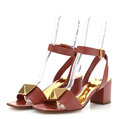 Valentino Garavani Calfskin One Stud Ankle Strap 60mm Sandals 37.5 Gingerbread 4 of 12