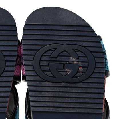 Gucci Monogram Multicolor Mens Criss Cross Slide Sandals 7 Light Blue Blue Pink Tabasco 7 of 12