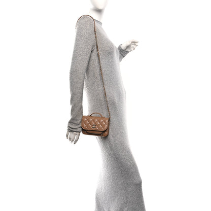 Chanel Caviar Quilted Business Affinity Clutch With Chain Flap Camel 2 of 11