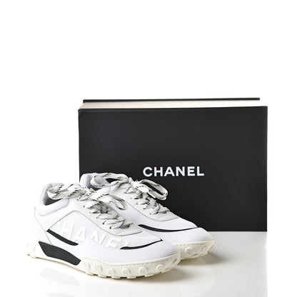 Chanel Calfskin Mesh Lycra Womens Logo Sneakers 38.5 White 8 of 8