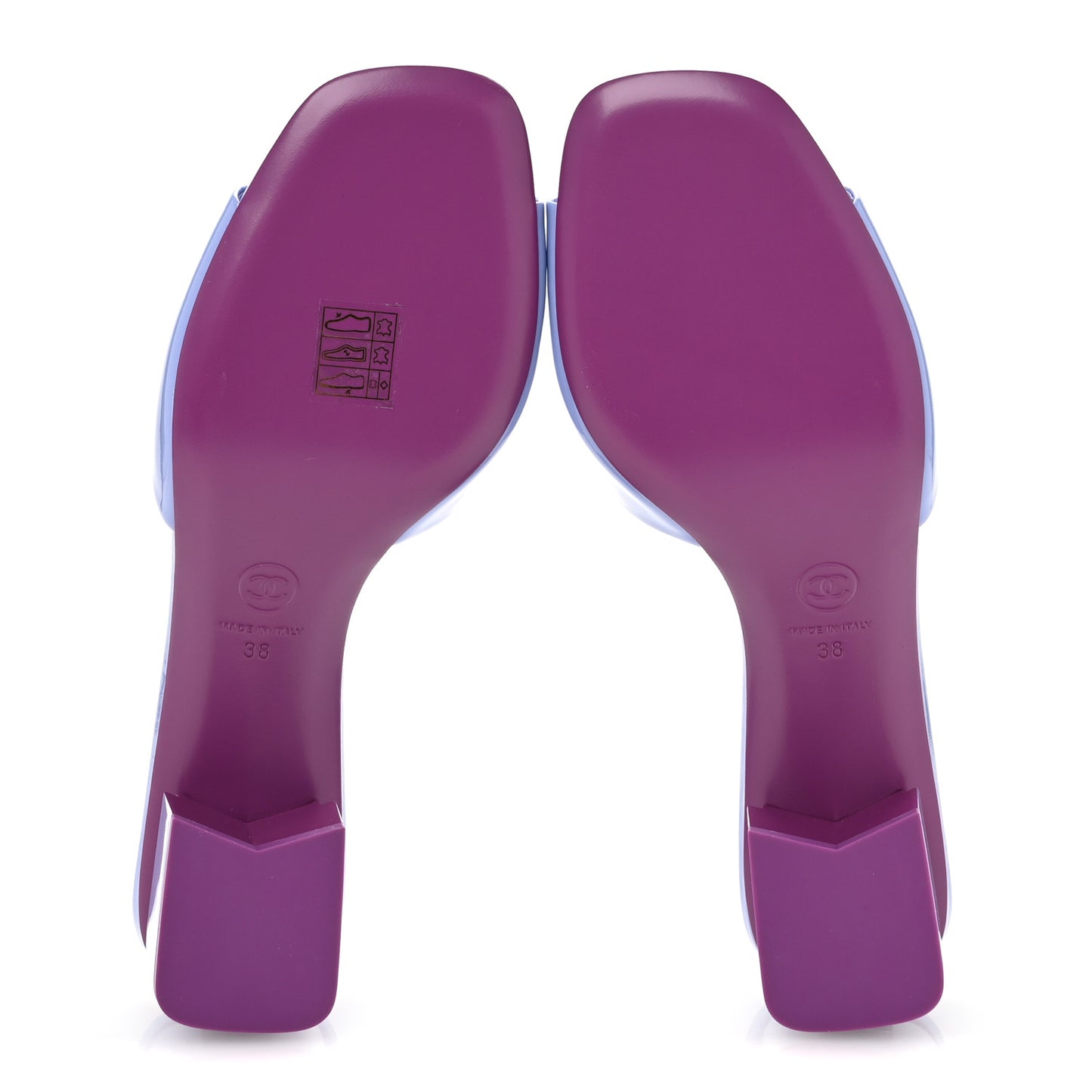 Patent Calfskin CC Mules 38 Light Purple Dark Purple