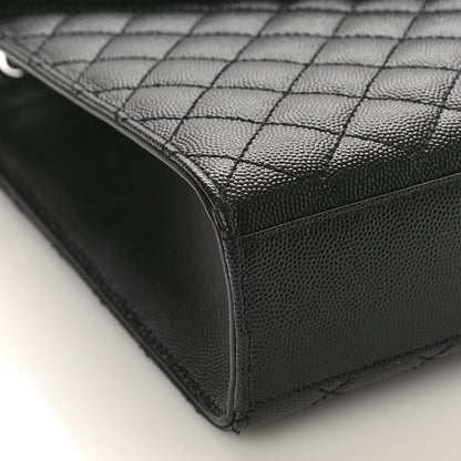 Saint Laurent Grain De Poudre Textured Mixed Matelasse Large Triquilt Monogram Monochrome Satchel Black 6 of 7