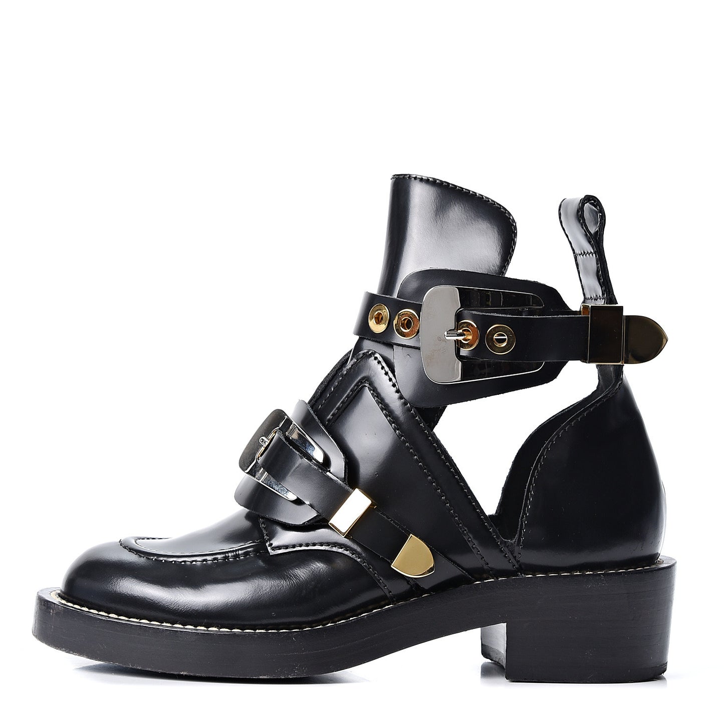 Brushed Calfskin Ceinture Ankle Boots 37.5 Black