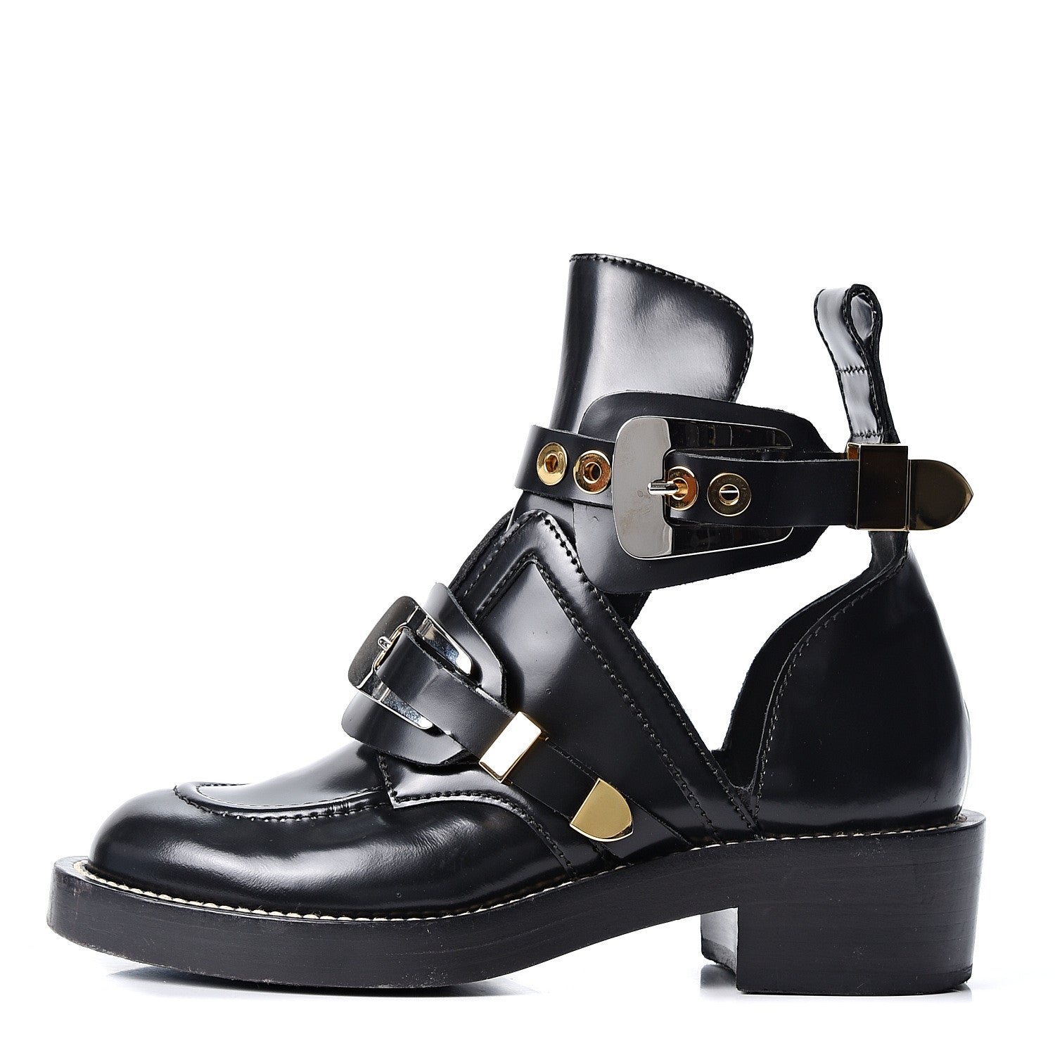 Balenciaga Brushed Calfskin Ceinture Ankle Boots 37.5 Black 1 of 8
