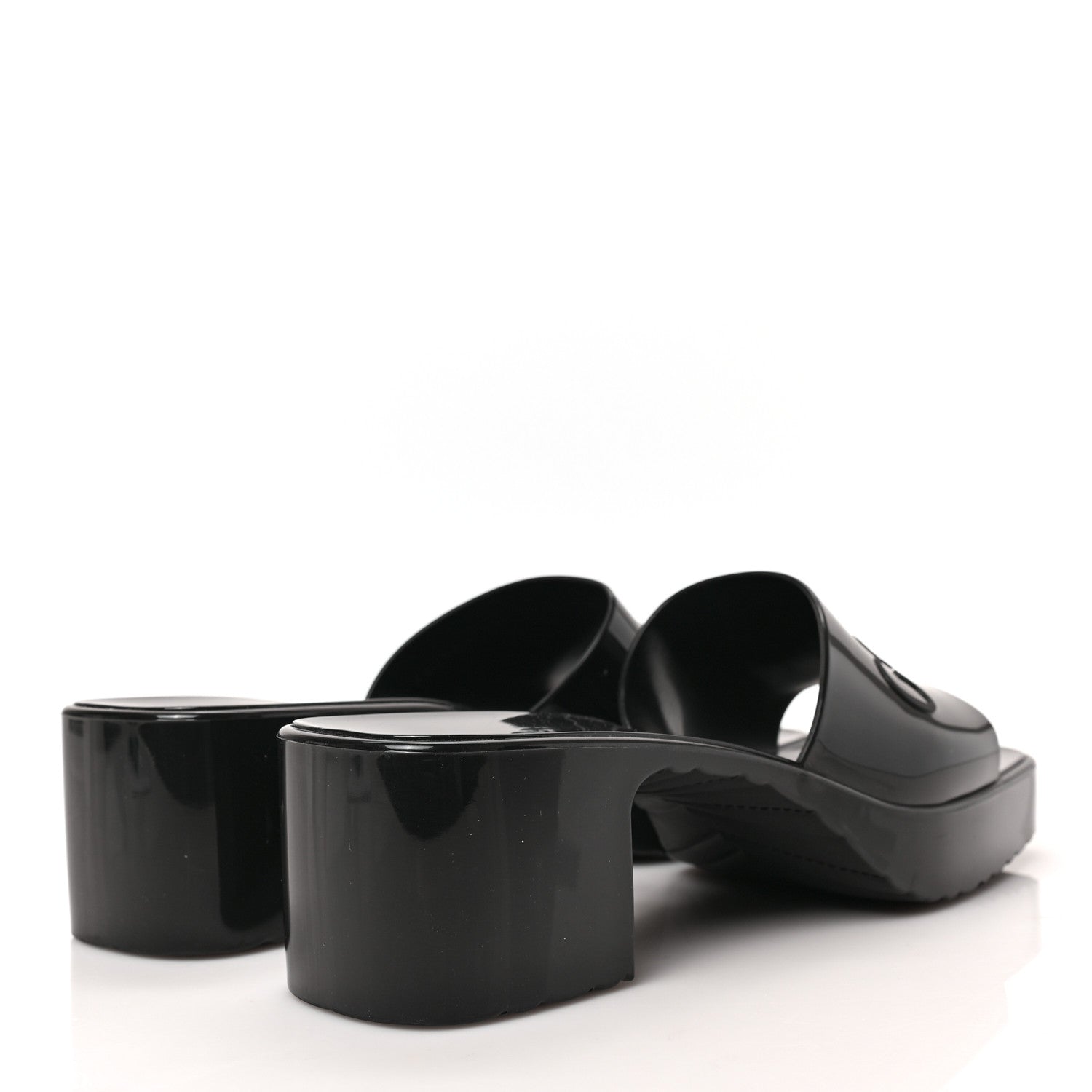 Gucci Rubber Gucci Logo Womens Platform 20/60mm Slide Sandals 37 Black 4 of 8