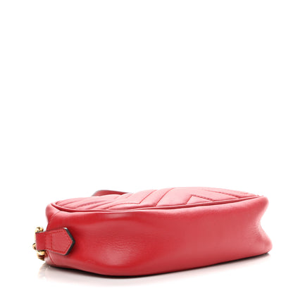Gucci Calfskin Matelasse Mini GG Marmont Chain Shoulder Bag Hibiscus Red 4 of 13
