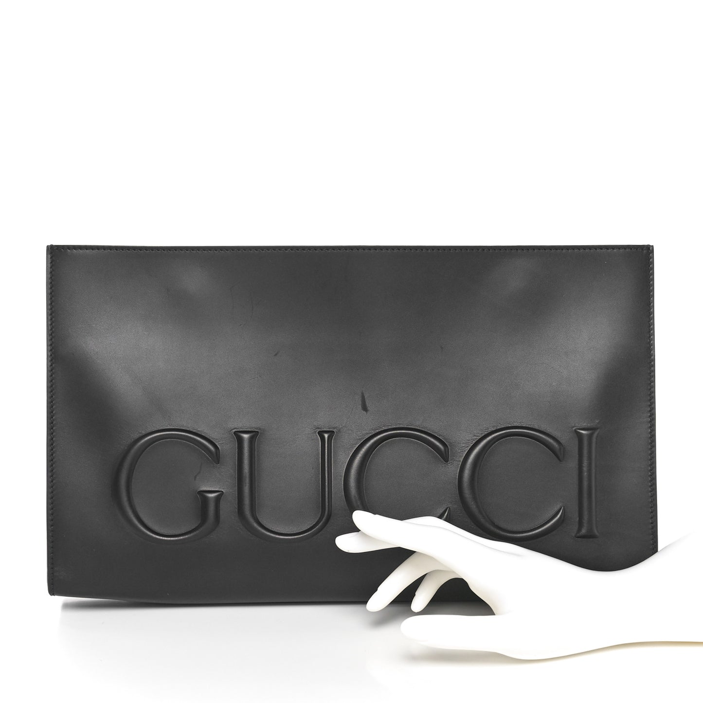 Calfskin Embossed XL Clutch Black