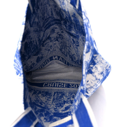 Christian Dior Canvas Print Cruise Tote Ivory Blue 5 of 8
