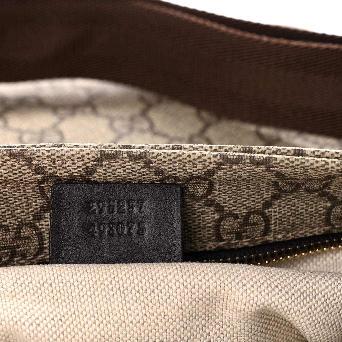GG Supreme Monogram Selleria Calfskin Small Flat Side Zip Messenger Bag Beige Ebony Cocoa Dark Chocolate
