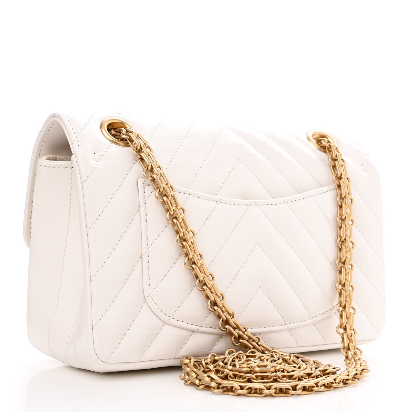 Aged Calfskin Chevron Quilted 2.55 Reissue Mini Flap White