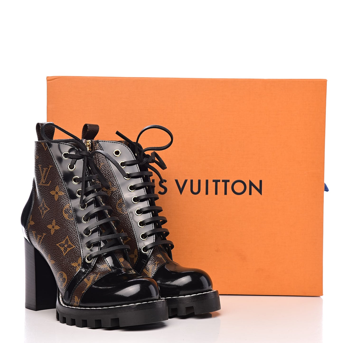 Patent Calfskin Monogram Star Trail Ankle Boots 36.5 Black