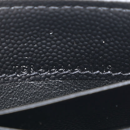 Saint Laurent Grain De Poudre Matelasse Chevron Small Monogram Envelope Wallet Black 7 of 8