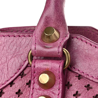 Balenciaga Agneau Laser Cut Cross Classic Gold Hardware Mini City Cyclamen 13 of 14