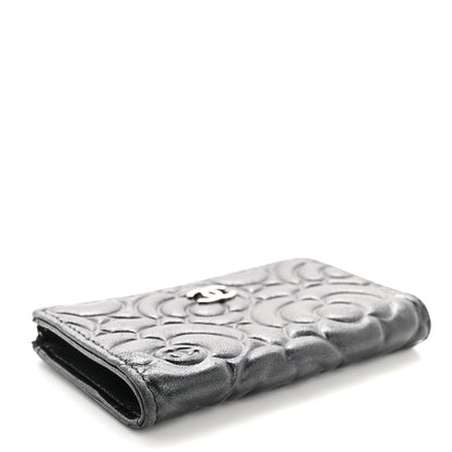 Chanel Lambskin Camellia Embossed Key Holder Case Black 4 of 13