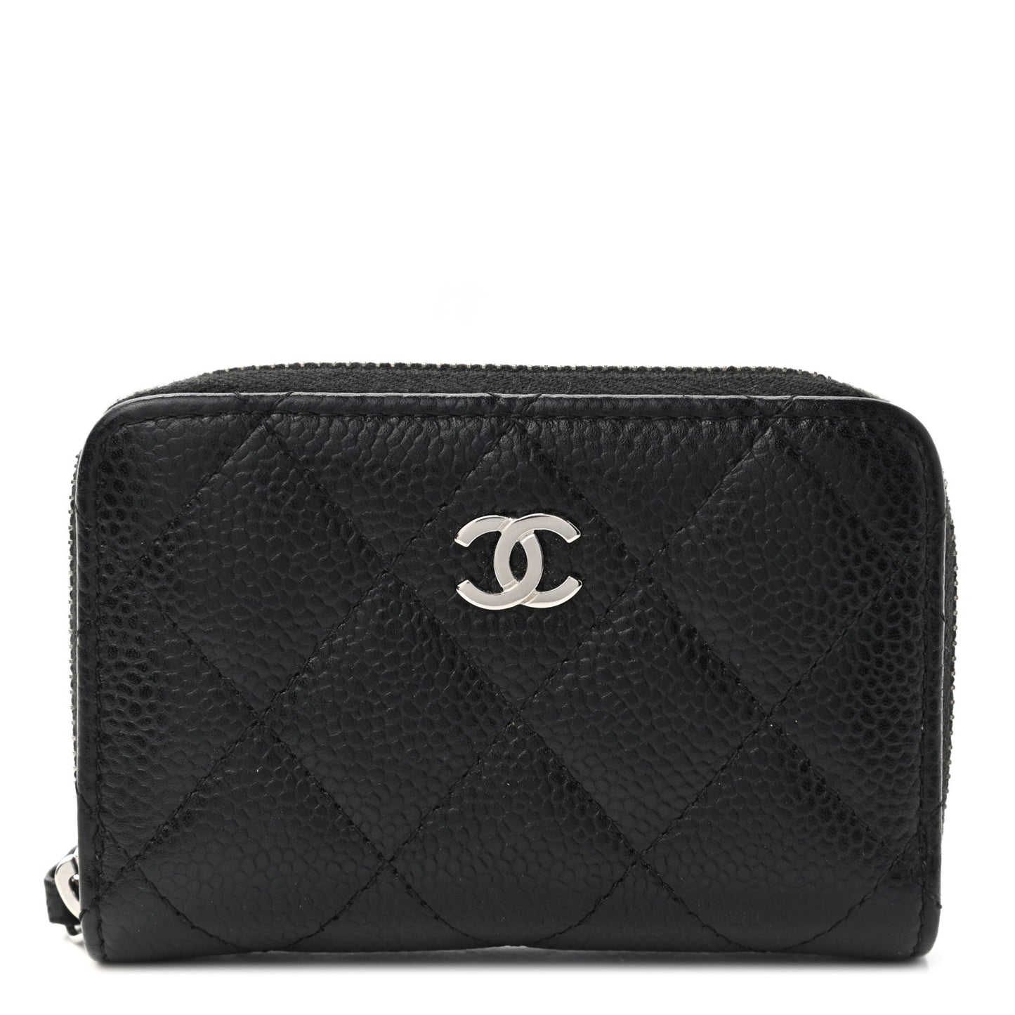 Caviar Quilted Zip Coin Purse Black