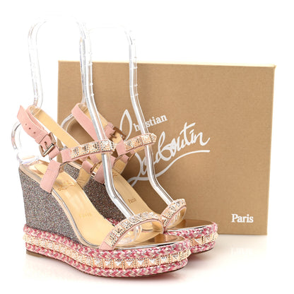 Christian Louboutin Suede Specchio Glitter Studded Pyradiams 110 Platform Sandals 37 Crepon 9 of 9