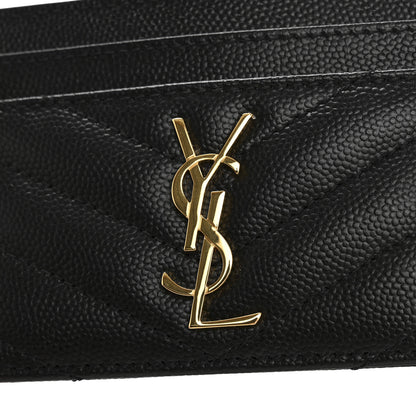 Saint Laurent Grain De Poudre Matelasse Chevron Monogram Credit Card Case Black 15 of 18