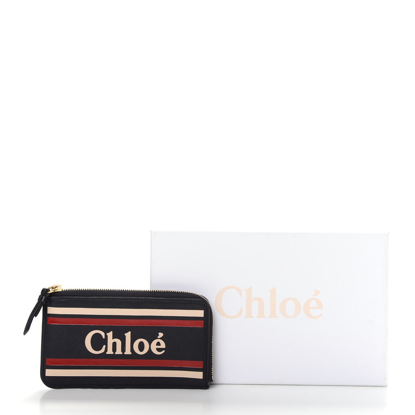 Calfskin Logo Vick Zip Card Case Full Blue
