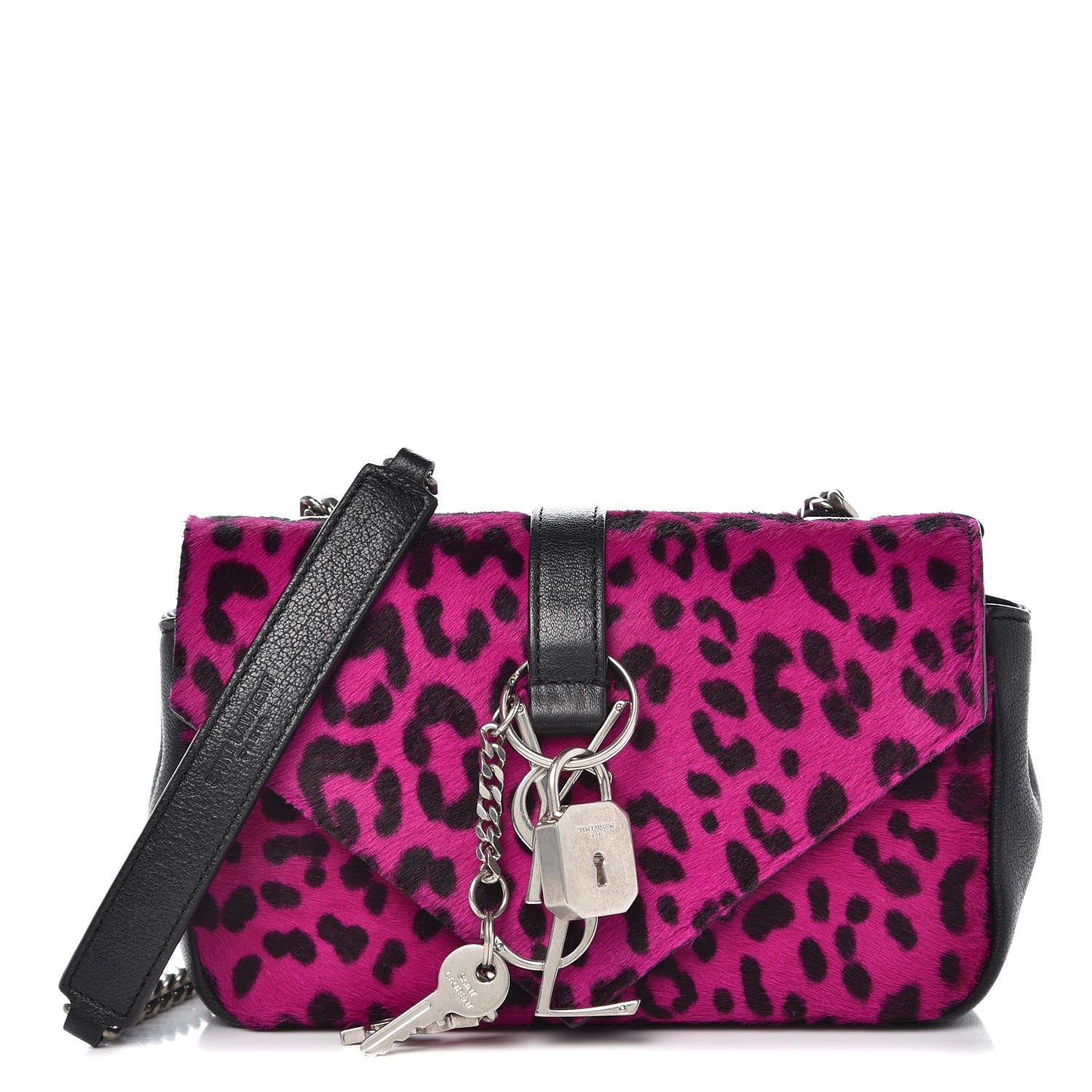 Saint Laurent Pony Hair Calfskin Monogram Leopard Print Baby Punk Chain Bag Purple 1 of 9