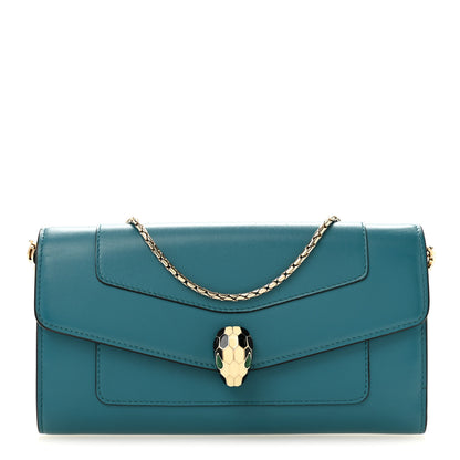 Bulgari Calfskin Serpenti Forever Chain Wallet Blue 1 of 13