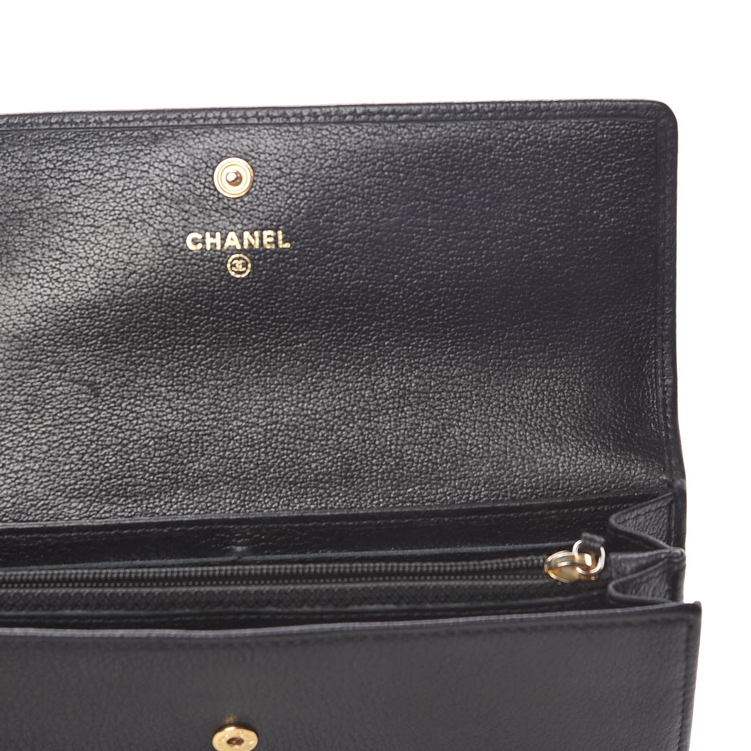 Chanel Goatskin Camellia Embossed Flap Wallet Black 13 of 15