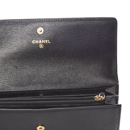 Chanel Goatskin Camellia Embossed Flap Wallet Black 13 of 15