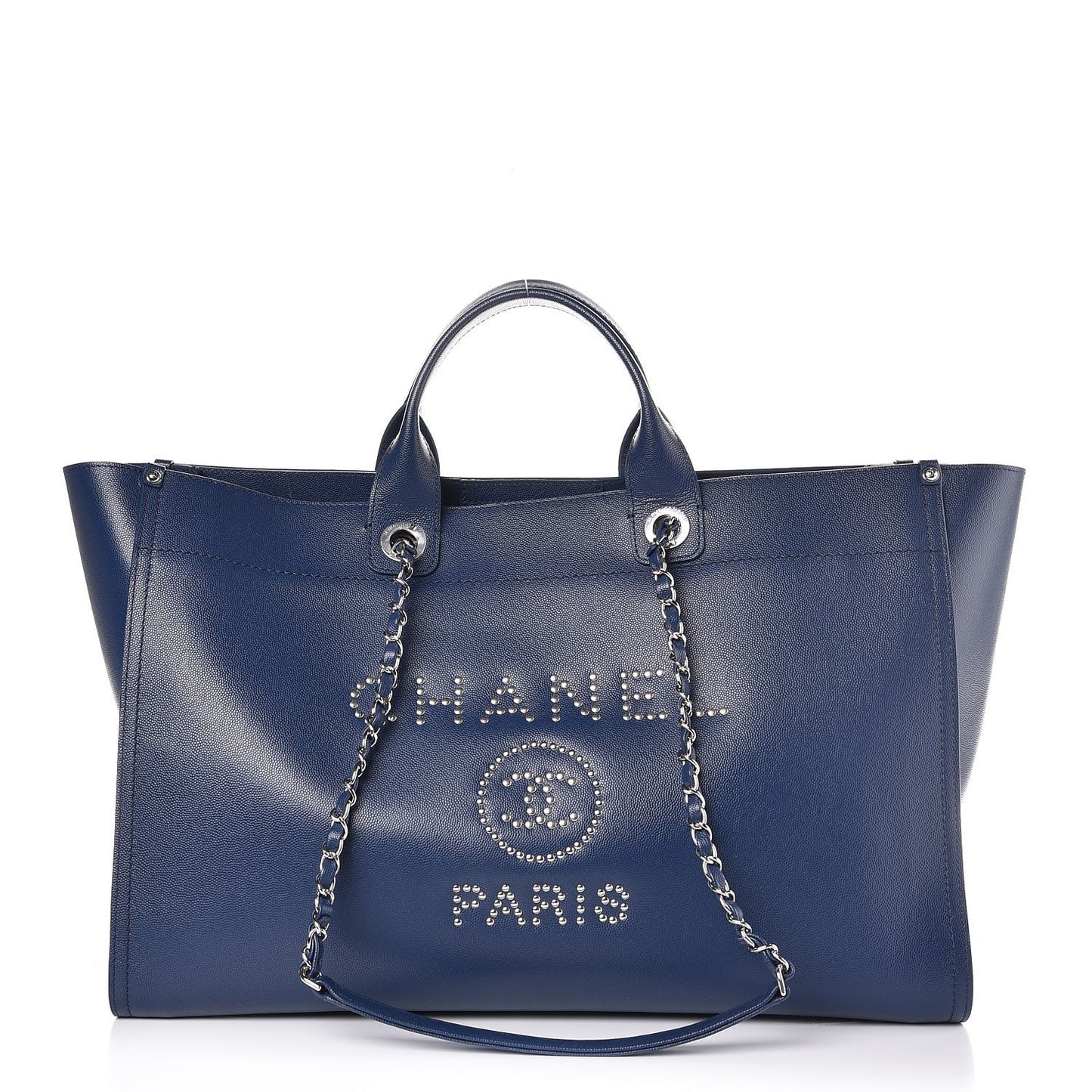 Caviar Extra Large Studded Deauville Tote Navy