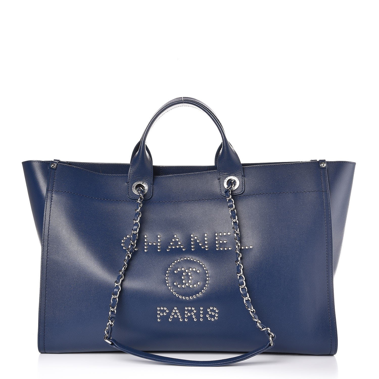 Chanel Caviar Extra Large Studded Deauville Tote Navy 1 of 8