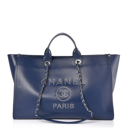 Chanel Caviar Extra Large Studded Deauville Tote Navy 1 of 8