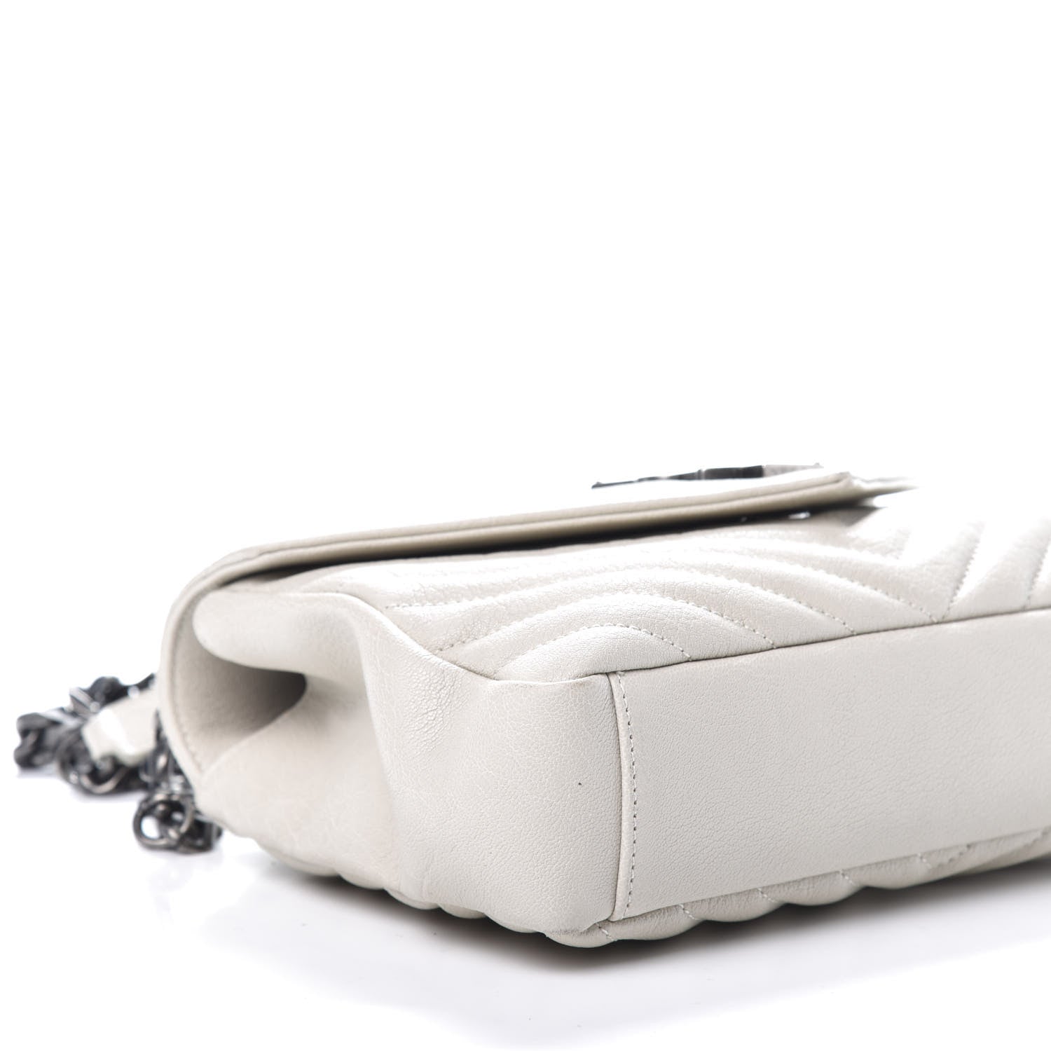 Saint Laurent Sheepskin Matelasse Chevron Monogram Medium College Bag Dove White 6 of 9